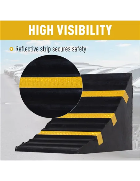 HOMCOM 2 PCs Rubber Wheel Chocks Heavy Duty Blocks for Vehicles, Cars, Caravan, Trailer with Handle 25L x 16W x 19H cm