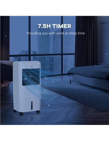 HOMCOM Portable Air Cooler with 15 Litre Water Tank, Oscillation, LED Display, Remote Control, 7.5 Hour Timer, Evaporative Air C