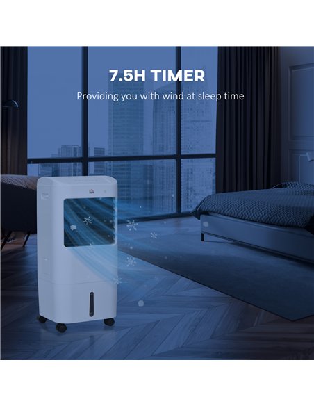 HOMCOM Portable Air Cooler with 15 Litre Water Tank, Oscillation, LED Display, Remote Control, 7.5 Hour Timer, Evaporative Air C