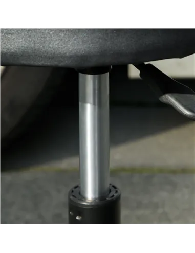 HOMCOM Workshop Stool, Pneumatic Adjustable Mechanic Stool, with Tool Tray, Wheels - Black