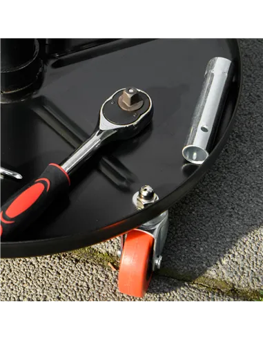 HOMCOM Workshop Stool, Pneumatic Adjustable Mechanic Stool, with Tool Tray, Wheels - Black