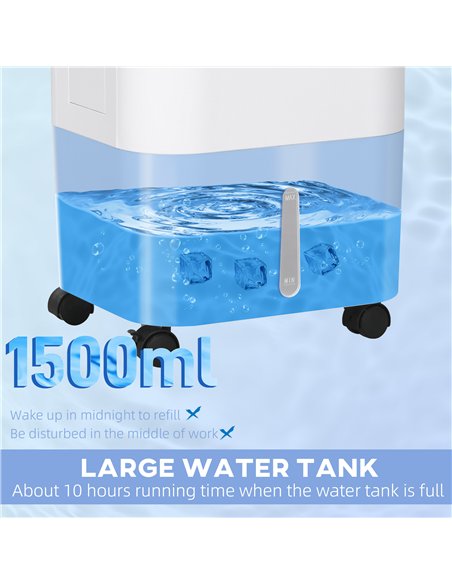 HOMCOM Portable Air Cooler with 15 Litre Water Tank, Oscillation, LED Display, Remote Control, 7.5 Hour Timer, Evaporative Air C