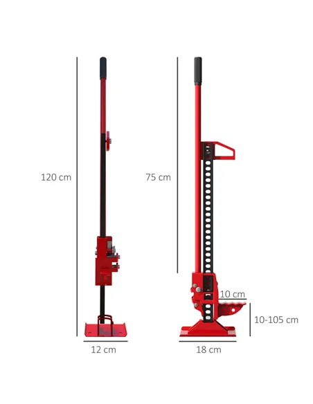 HOMCOM 3 Tonne Farm Jack, 48" High Lift Jack for 4x4 Tractors Trucks Agricultural Lifting, Red
