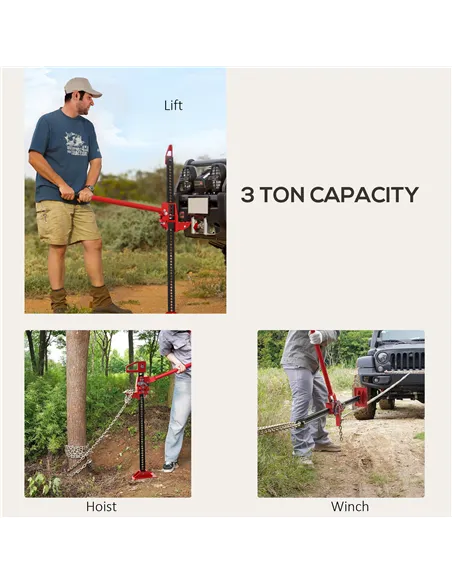 HOMCOM 3 Tonne Farm Jack, 48" High Lift Jack for 4x4 Tractors Trucks Agricultural Lifting, Red