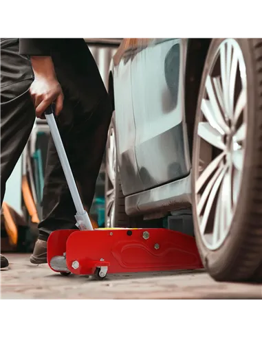 HOMCOM Low Profile Jack, 2 Ton Hydraulic Car Jack for Car Trailer Garage Tyre Repair, Red