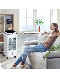 HOMCOM 3-in-1 Evaporative Air Cooler with 4L Water Tank, Portable Fan Cooler with Automatic Oscillation, Timer, Remote, White 2