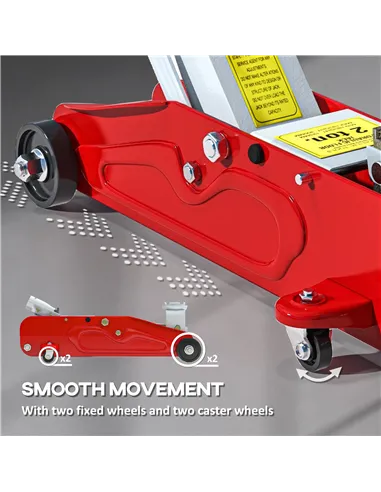 HOMCOM Low Profile Jack, 2 Ton Hydraulic Car Jack for Car Trailer Garage Tyre Repair, Red