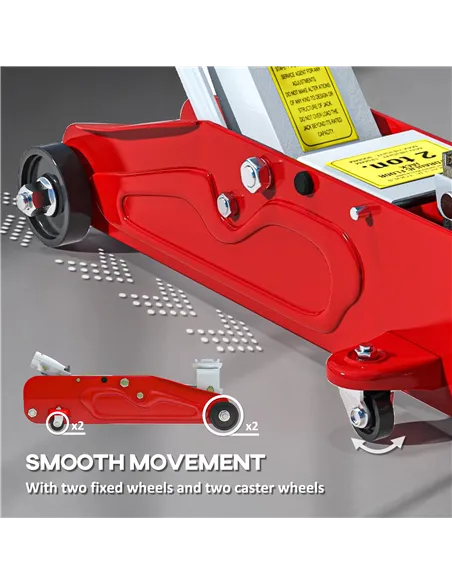 HOMCOM Low Profile Jack, 2 Ton Hydraulic Car Jack for Car Trailer Garage Tyre Repair, Red