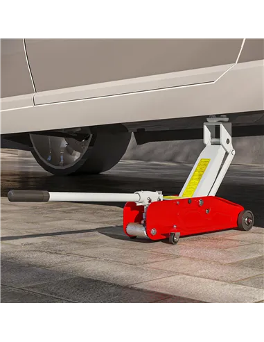 HOMCOM Low Profile Jack, 2 Ton Hydraulic Car Jack for Car Trailer Garage Tyre Repair, Red