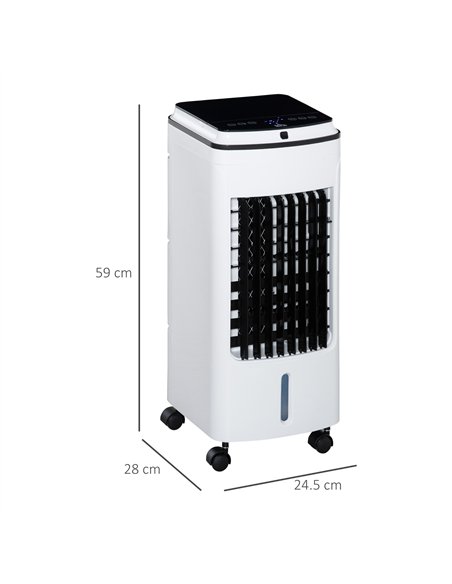 HOMCOM 3-in-1 Evaporative Air Cooler with 4L Water Tank, Portable Fan Cooler with Automatic Oscillation, Timer, Remote, White