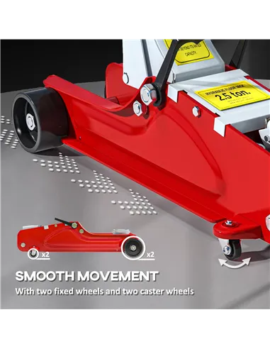 HOMCOM Low Profile Jack, Hydraulic Racing Floor Jack, 8-38cm Lifting Range, 2.5 Ton Capacity, Red