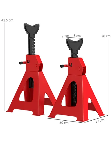 HOMCOM Axle Stands 2 Ton Car Jack Stands Pack of 2, 28-42.5 cm Height Adjustable Support Jack Stand, Heavy Duty Car Lift Tool fo