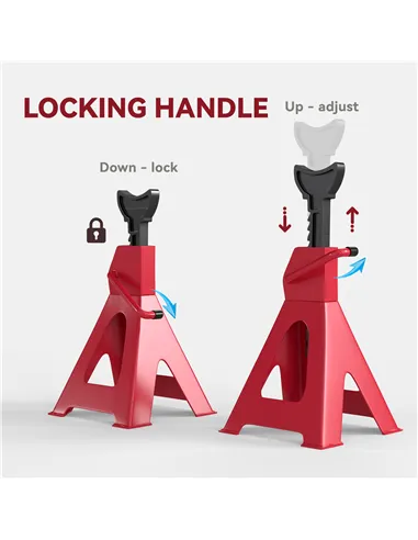 HOMCOM Axle Stands 2 Ton Car Jack Stands Pack of 2, 28-42.5 cm Height Adjustable Support Jack Stand, Heavy Duty Car Lift Tool fo