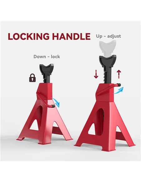 HOMCOM Axle Stands 2 Ton Car Jack Stands Pack of 2, 28-42.5 cm Height Adjustable Support Jack Stand, Heavy Duty Car Lift Tool fo