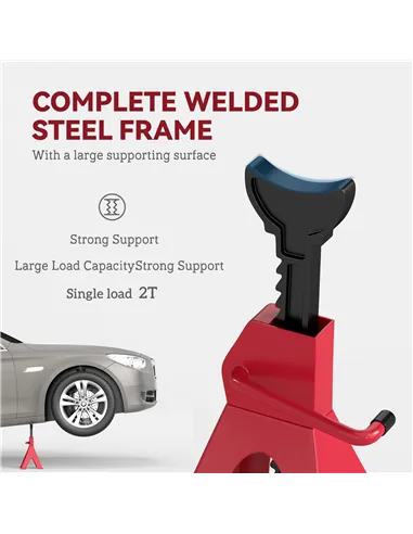 HOMCOM Axle Stands 2 Ton Car Jack Stands Pack of 2, 28-42.5 cm Height Adjustable Support Jack Stand, Heavy Duty Car Lift Tool fo