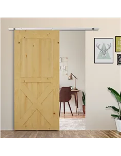 HOMCOM 6FT Modern Sliding Barn Door Closet Hardware Track Kit Track System Unit for Single Wooden Door 2