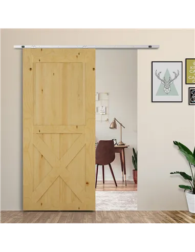 HOMCOM 6FT Modern Sliding Barn Door Closet Hardware Track Kit Track System Unit for Single Wooden Door