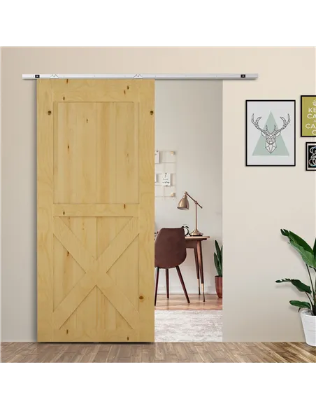 HOMCOM 6FT Modern Sliding Barn Door Closet Hardware Track Kit Track System Unit for Single Wooden Door