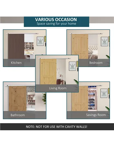 HOMCOM 6FT Modern Sliding Barn Door Closet Hardware Track Kit Track System Unit for Single Wooden Door