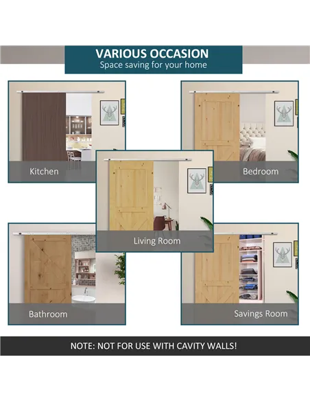 HOMCOM 6FT Modern Sliding Barn Door Closet Hardware Track Kit Track System Unit for Single Wooden Door