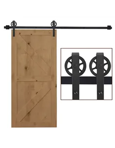 HOMCOM 6.6 FT/ 2000mm Carbon Steel Sliding Barn Door Kits Hardware Closet Set Track System for Single Wooden Door Industrial Whe