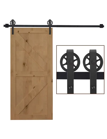 HOMCOM 6.6 FT/ 2000mm Carbon Steel Sliding Barn Door Kits Hardware Closet Set Track System for Single Wooden Door Industrial Whe