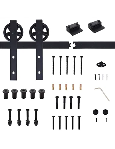 HOMCOM 6.6 FT/ 2000mm Carbon Steel Sliding Barn Door Kits Hardware Closet Set Track System for Single Wooden Door Industrial Whe