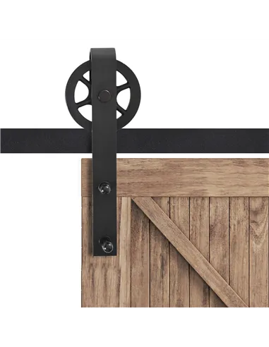 HOMCOM 6.6 FT/ 2000mm Carbon Steel Sliding Barn Door Kits Hardware Closet Set Track System for Single Wooden Door Industrial Whe