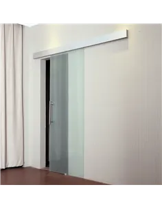 HOMCOM 90cm Modern Sliding Door Set Kit w/ Frosted Glass Door Aluminium Rail Opaque Home Decoration DIY Office Style 2