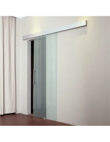 HOMCOM 90cm Modern Sliding Door Set Kit w/ Frosted Glass Door Aluminium Rail Opaque Home Decoration DIY Office Style