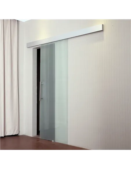 HOMCOM 90cm Modern Sliding Door Set Kit w/ Frosted Glass Door Aluminium Rail Opaque Home Decoration DIY Office Style