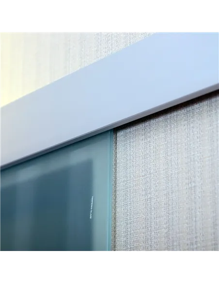 HOMCOM 90cm Modern Sliding Door Set Kit w/ Frosted Glass Door Aluminium Rail Opaque Home Decoration DIY Office Style