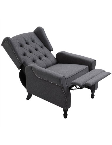 HOMCOM Recliner Armchair, Vintage Reclining Chair with Nail Head Trim, Wingback Chair with Button Tufted Back and Footrest, for 