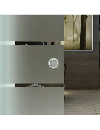 HOMCOM 90cm Sliding Glass Door with Hardware Track Kit, Frosted Tempered Glass with Stripe Pattern, Round Handle