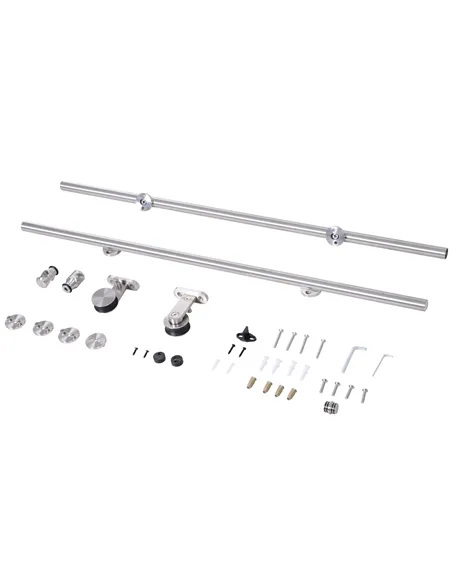 HOMCOM Wooden Sliding Door Kit Stainless Steel Smooth Operation Hardware Track Kit System Unit For Single Door 2000mm