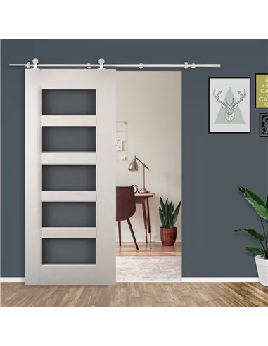 HOMCOM Wooden Sliding Door Kit Stainless Steel Smooth Operation Hardware Track Kit System Unit For Single Door 2000mm