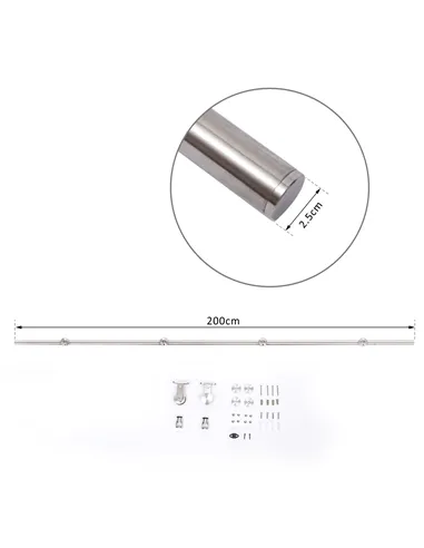 HOMCOM Wooden Sliding Door Kit Stainless Steel Smooth Operation Hardware Track Kit System Unit For Single Door 2000mm