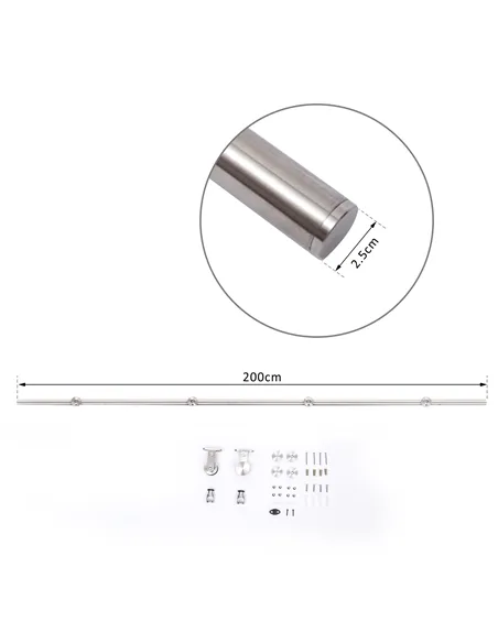 HOMCOM Wooden Sliding Door Kit Stainless Steel Smooth Operation Hardware Track Kit System Unit For Single Door 2000mm