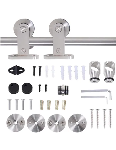 HOMCOM Wooden Sliding Door Kit Stainless Steel Smooth Operation Hardware Track Kit System Unit For Single Door 2000mm