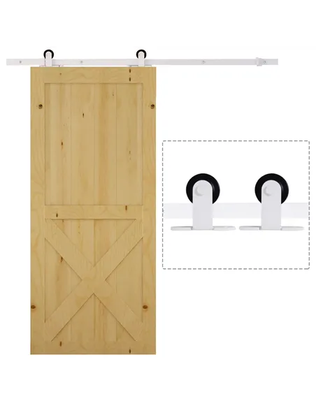 HOMCOM 6FT Rustic Interior Sliding Barn Door Mounting Hardware Kit - White