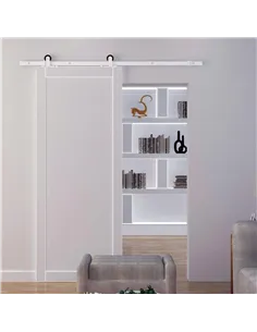 HOMCOM 6FT Rustic Interior Sliding Barn Door Mounting Hardware Kit - White 2
