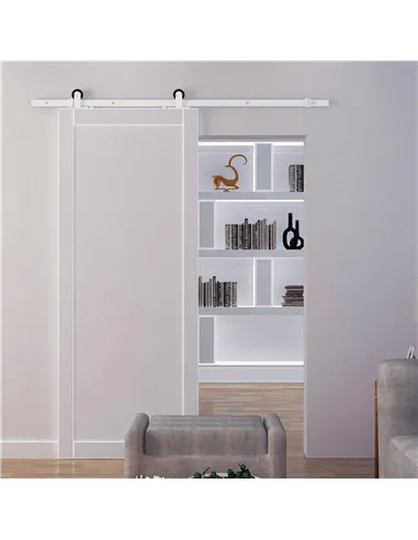 HOMCOM 6FT Rustic Interior Sliding Barn Door Mounting Hardware Kit - White