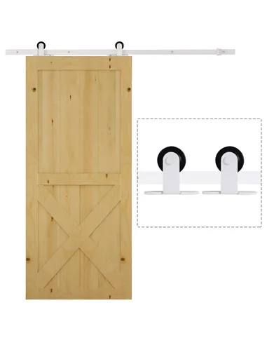 HOMCOM 6FT Rustic Interior Sliding Barn Door Mounting Hardware Kit - White