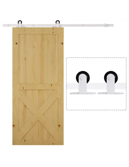 HOMCOM 6FT Rustic Interior Sliding Barn Door Mounting Hardware Kit - White