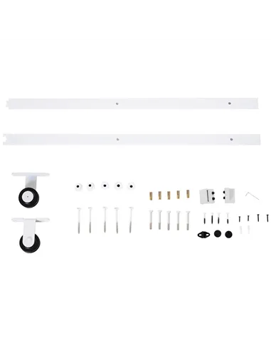 HOMCOM 6FT Rustic Interior Sliding Barn Door Mounting Hardware Kit - White