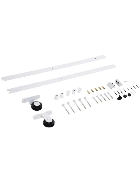 HOMCOM 6FT Rustic Interior Sliding Barn Door Mounting Hardware Kit - White