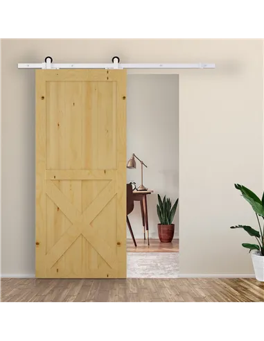 HOMCOM 6FT Rustic Interior Sliding Barn Door Mounting Hardware Kit - White