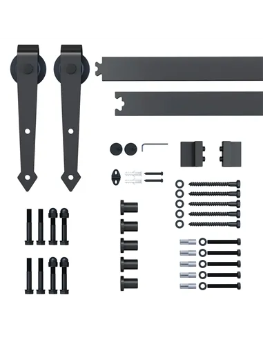 HOMCOM 6.6FT Carbon Steel Sliding Door Kits Barn Hardware Closet Set Antique Style Track System For Single Wooden Door