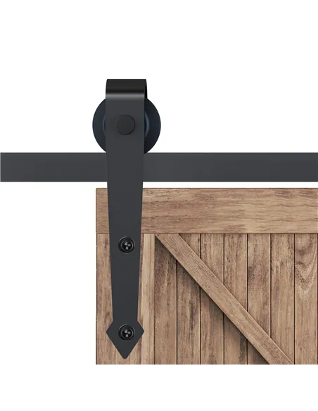 HOMCOM 6.6FT Carbon Steel Sliding Door Kits Barn Hardware Closet Set Antique Style Track System For Single Wooden Door