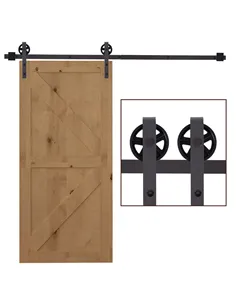 HOMCOM 6ft Modern Single Sliding Barn Door Track Kit Set Closet Hardware for Single Wooden Door